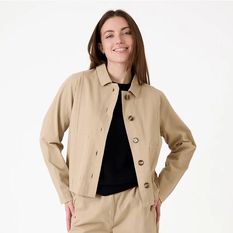 Boxy Cotton Twill Jacket - Stone - Simply Rye