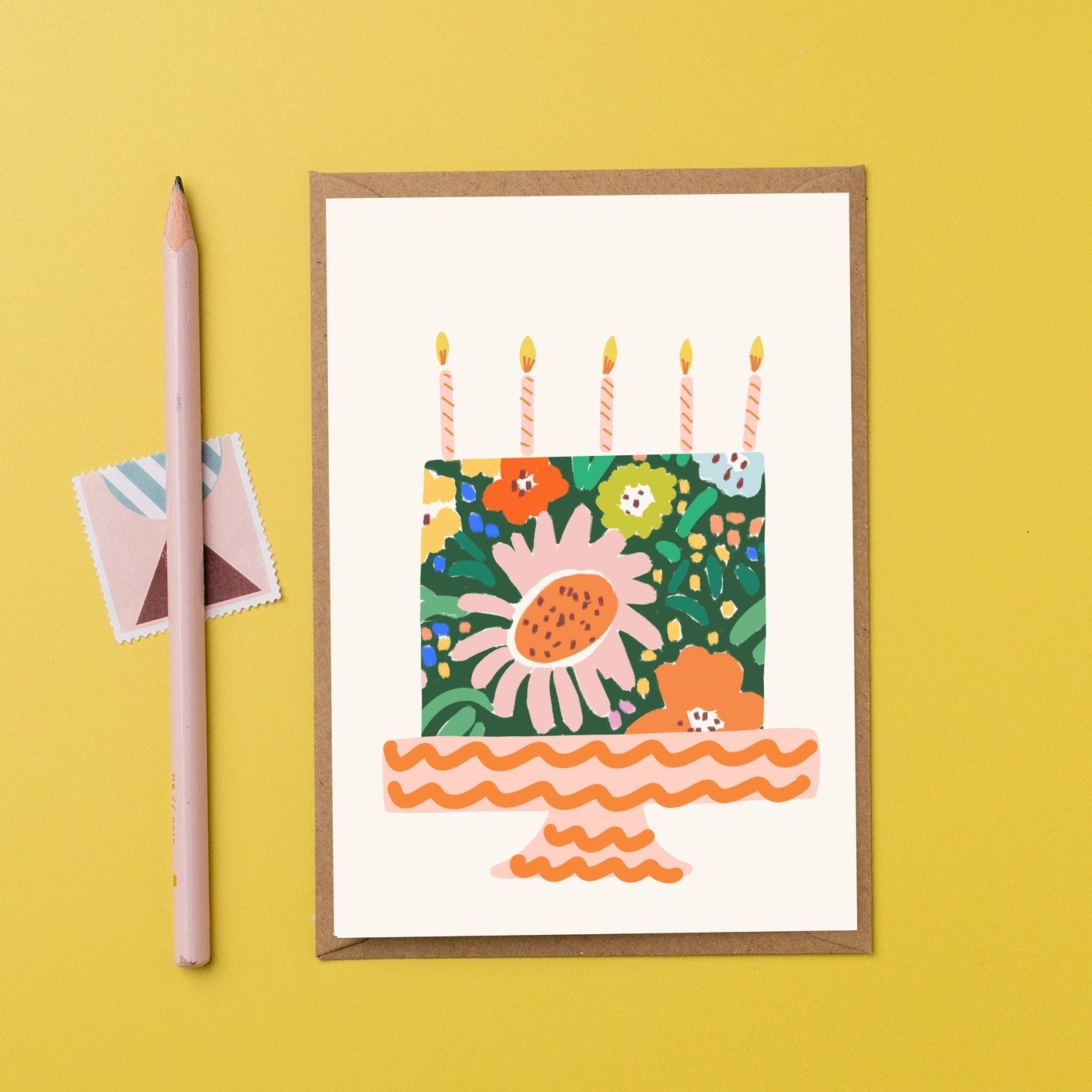 Bright Floral Birthday Cake Card - Simply Rye