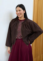 Bubble Hem Bomber Jacket - Chocolate - Simply Rye