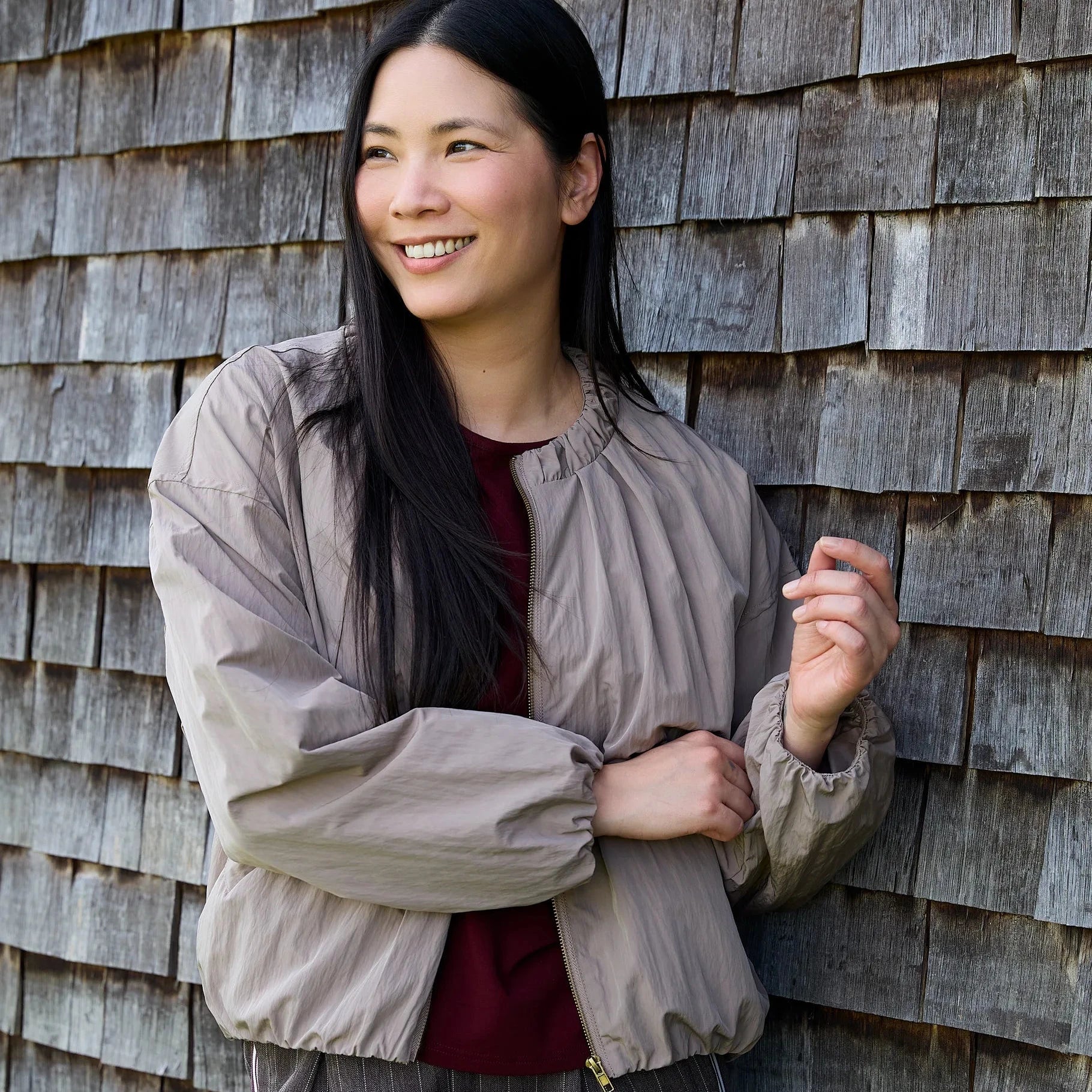 Bubble Hem Bomber Jacket - Mink - Simply Rye