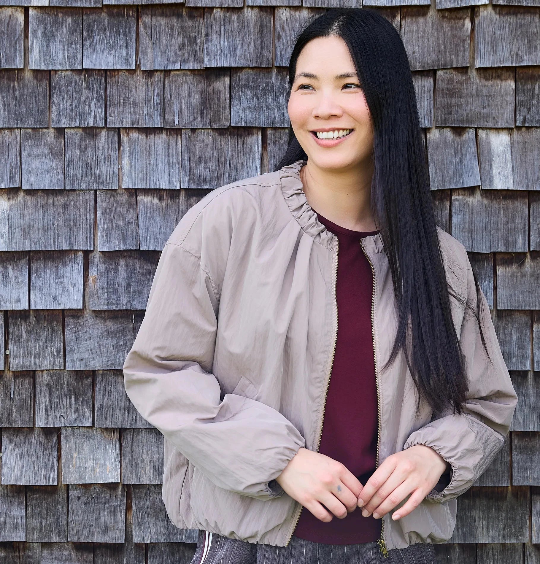 Bubble Hem Bomber Jacket - Mink - Simply Rye