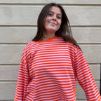 Anna Crewneck Stripe Top - Orange/Pink