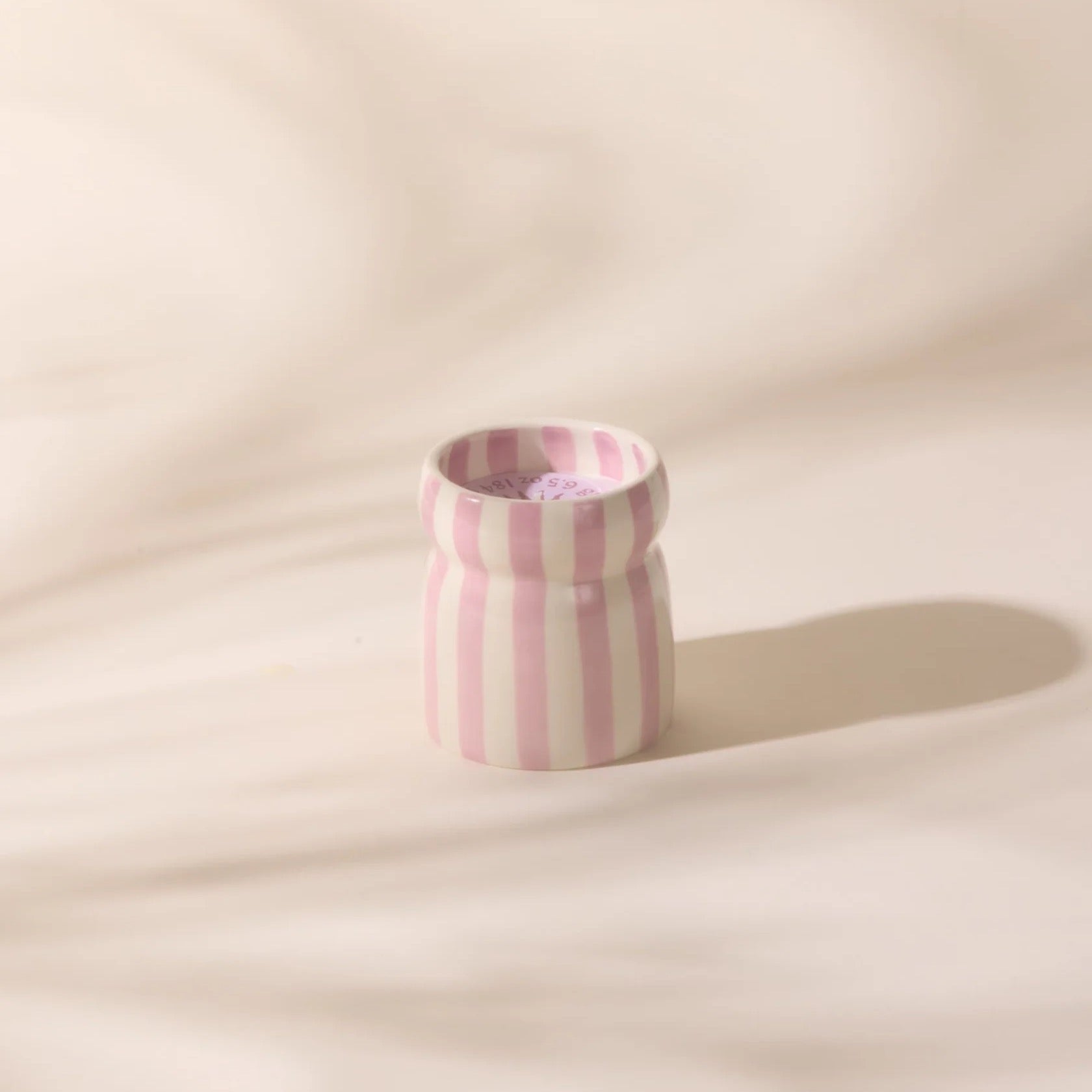Cabana Striped Ceramic Candle - Grecian Sand (Lavender/Pink) - Simply Rye