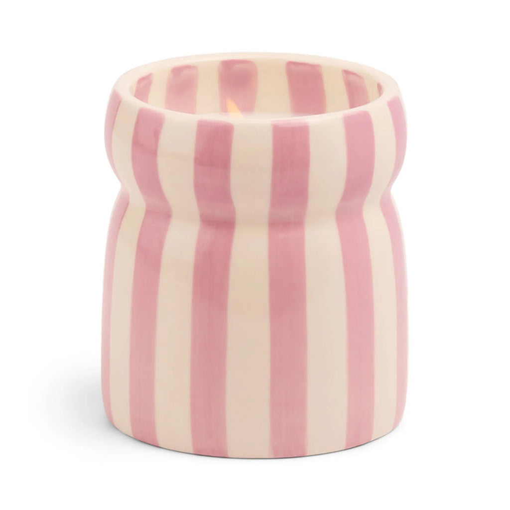 Cabana Striped Ceramic Candle - Grecian Sand (Lavender/Pink) - Simply Rye