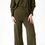Cashmere Like Straight Leg Trouser - Forest Green - Simply Rye