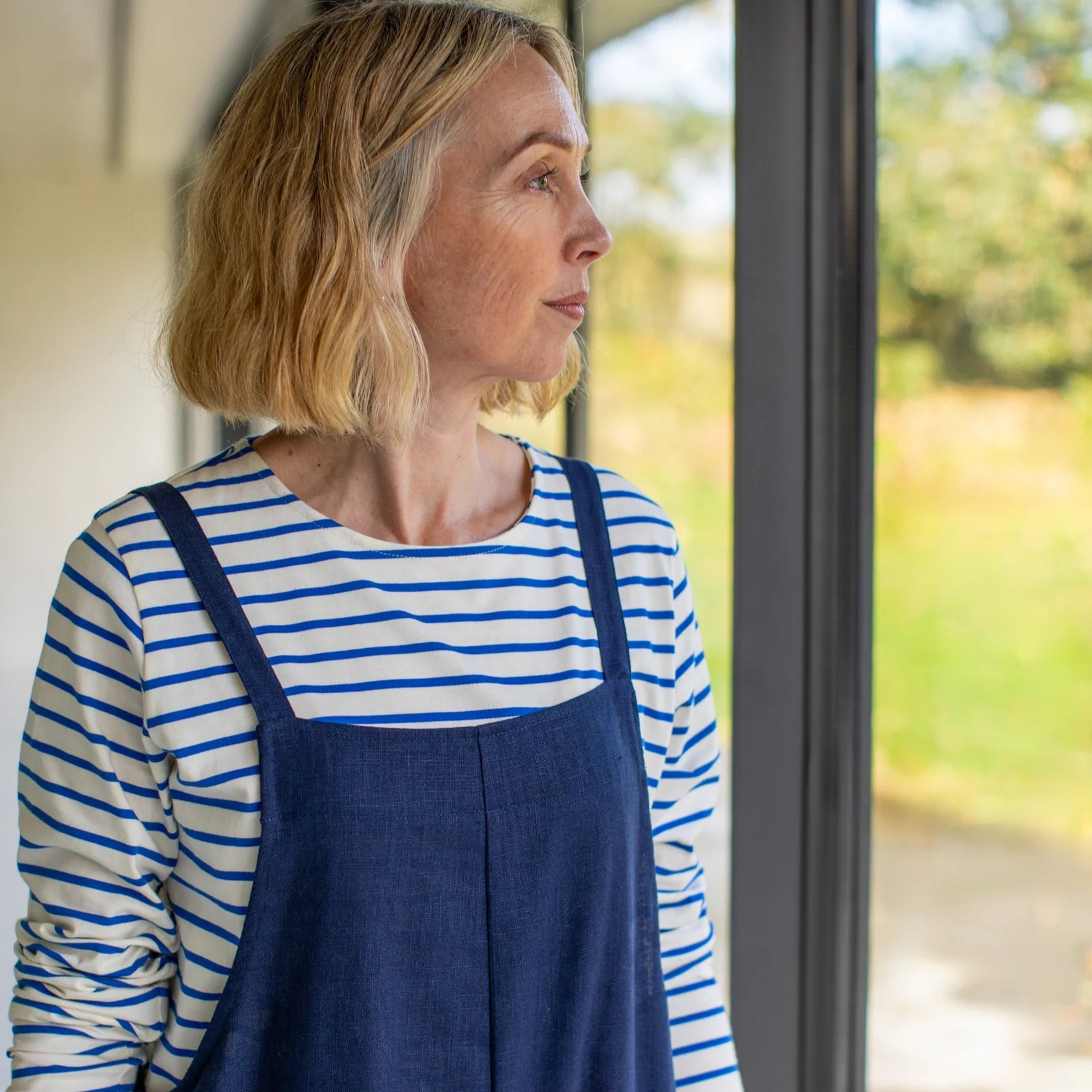 Chalk Fleur Stripe Top - Cobalt Blue - Simply Rye