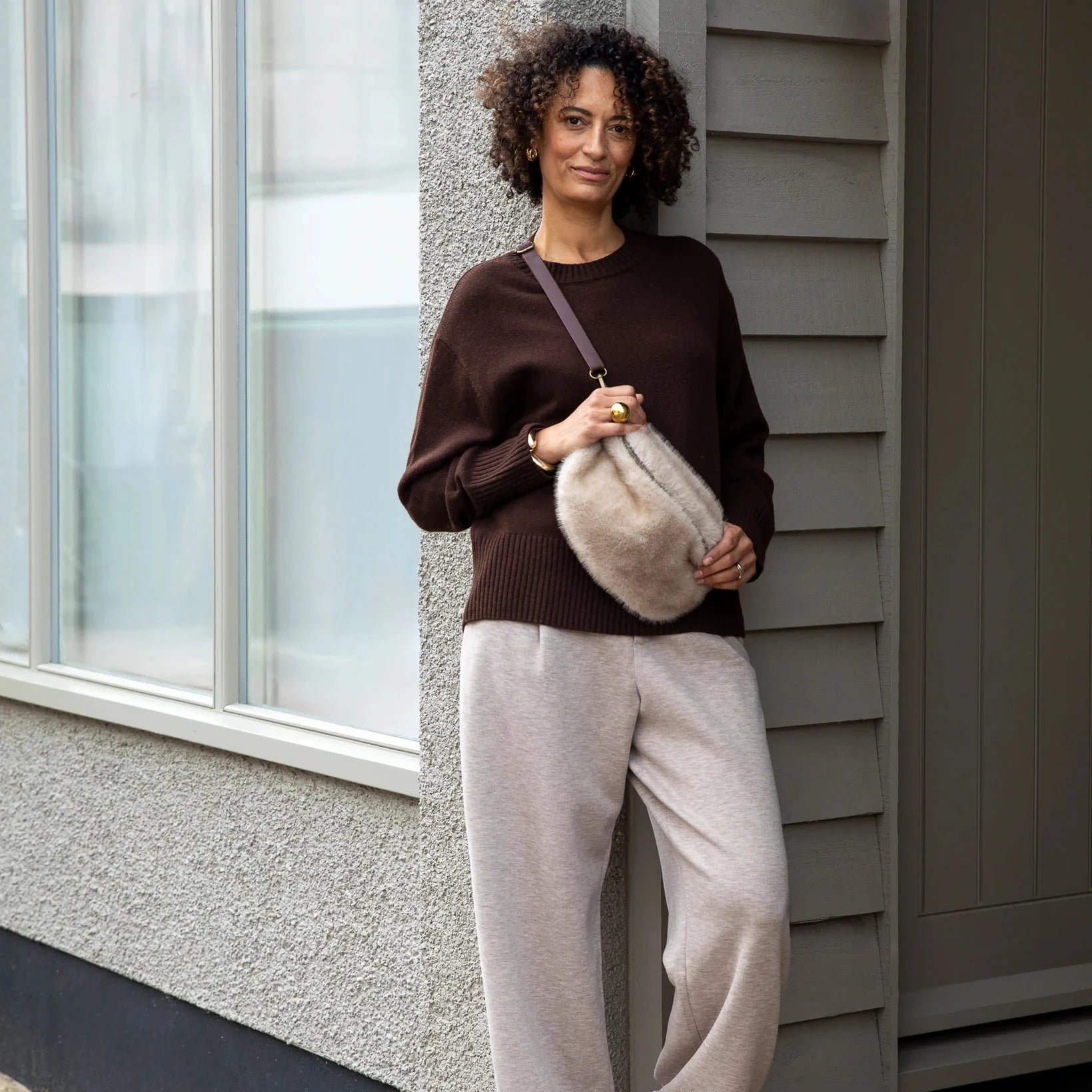 Chalk Fulham Sling Bag - Faux Fur - Simply Rye