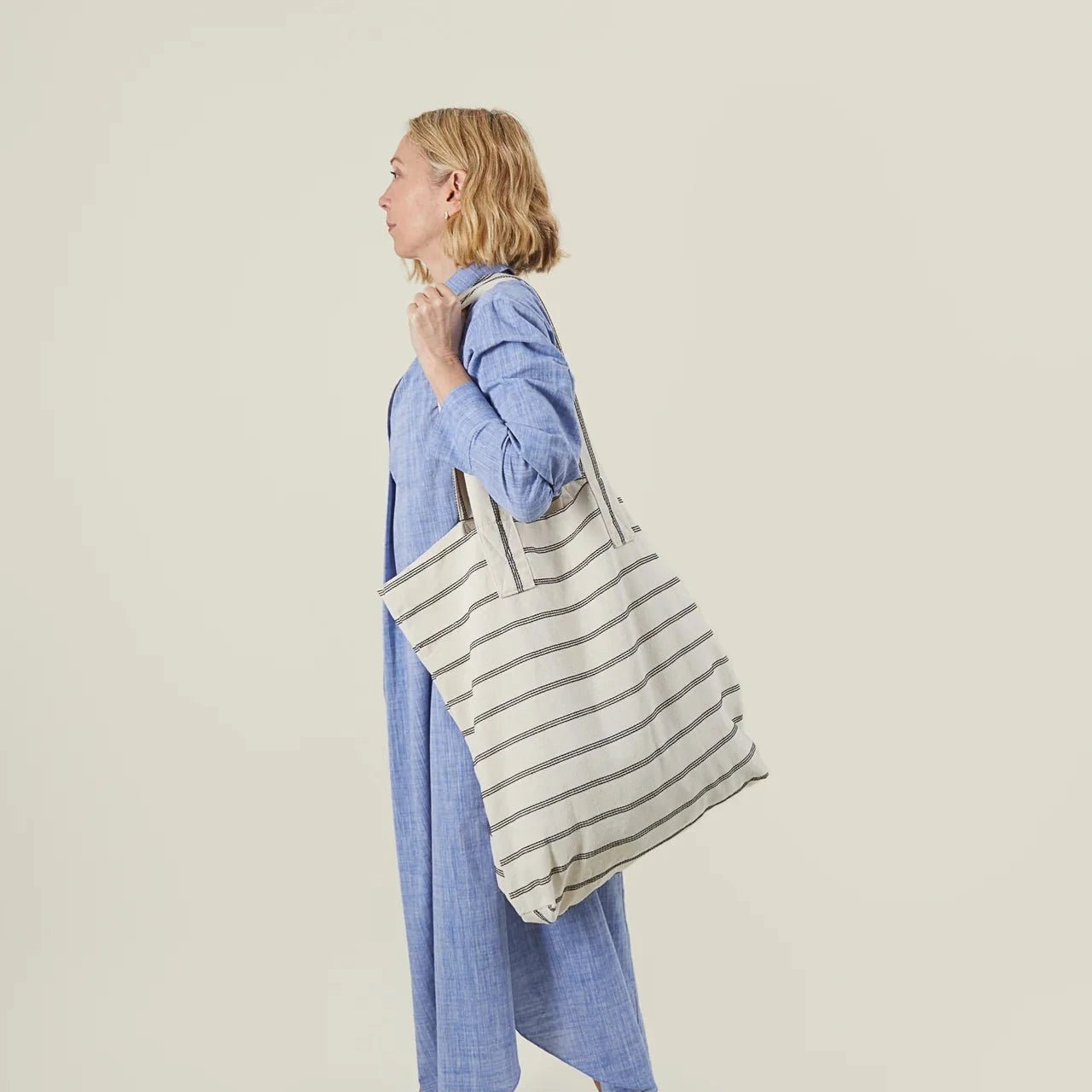 Chalk James Giant Shopper Bag - Stripe - Simply Rye