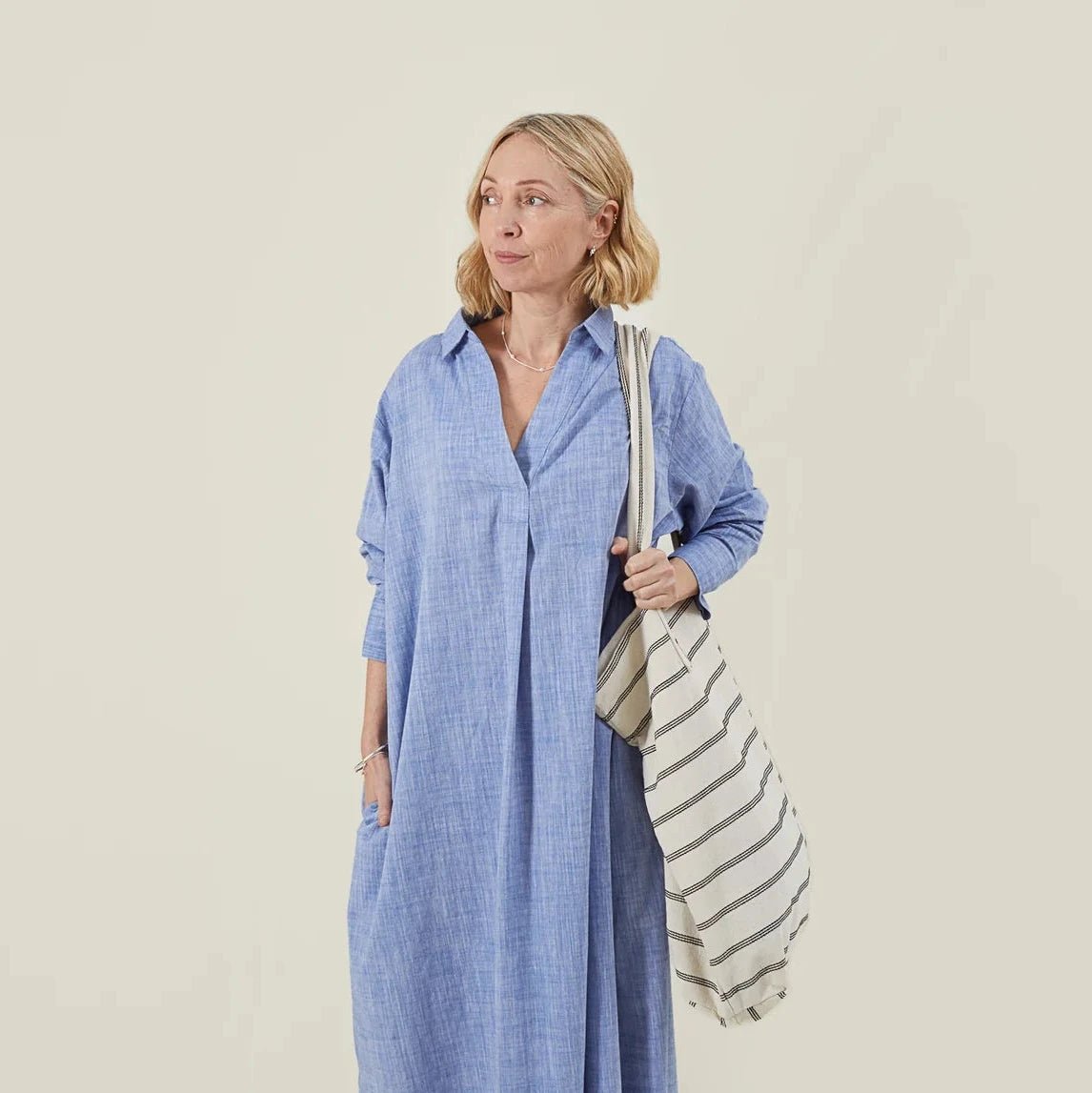 Chalk James Giant Shopper Bag - Stripe - Simply Rye