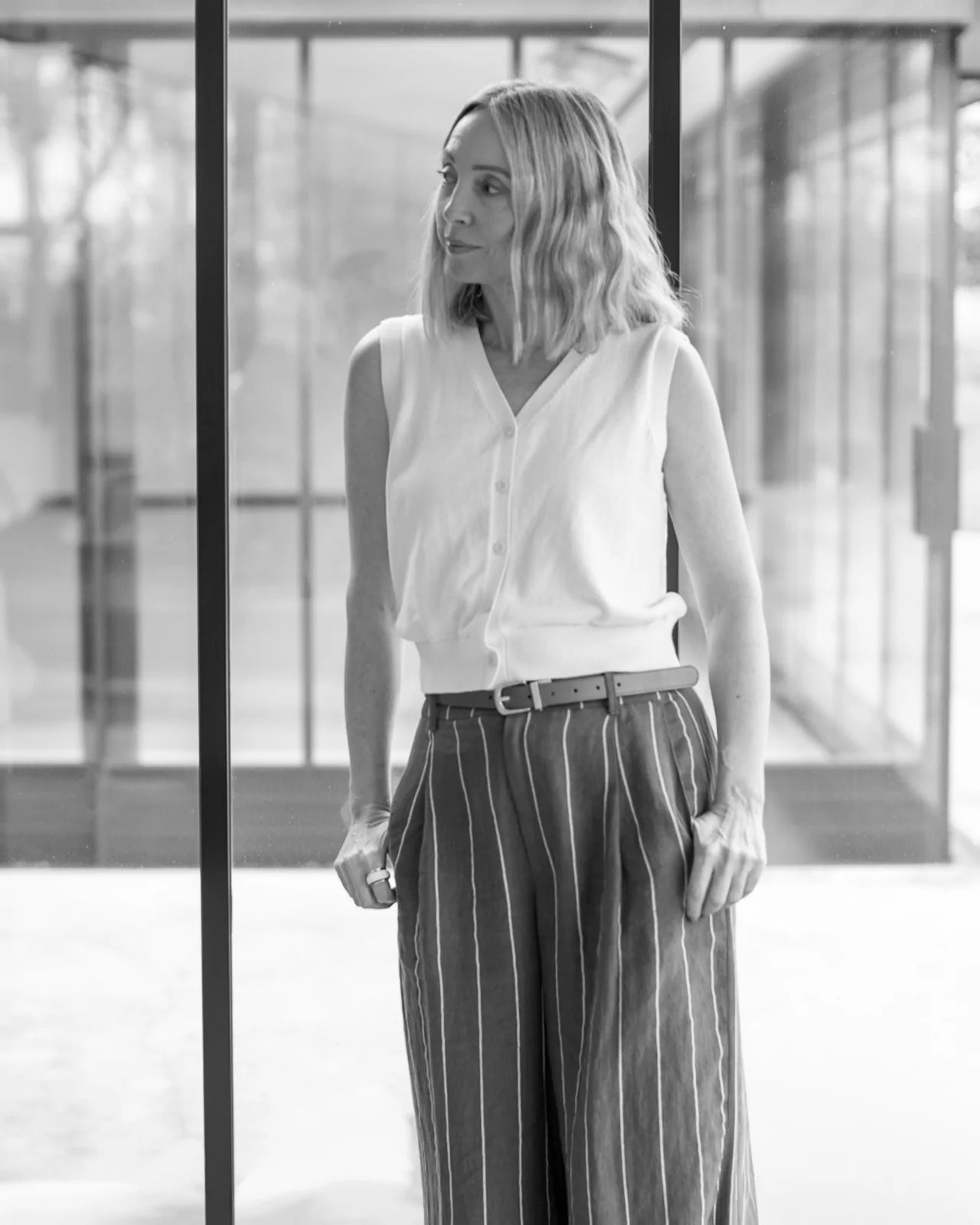 Chalk Jasmine Stripe Trouser - Navy - Simply Rye