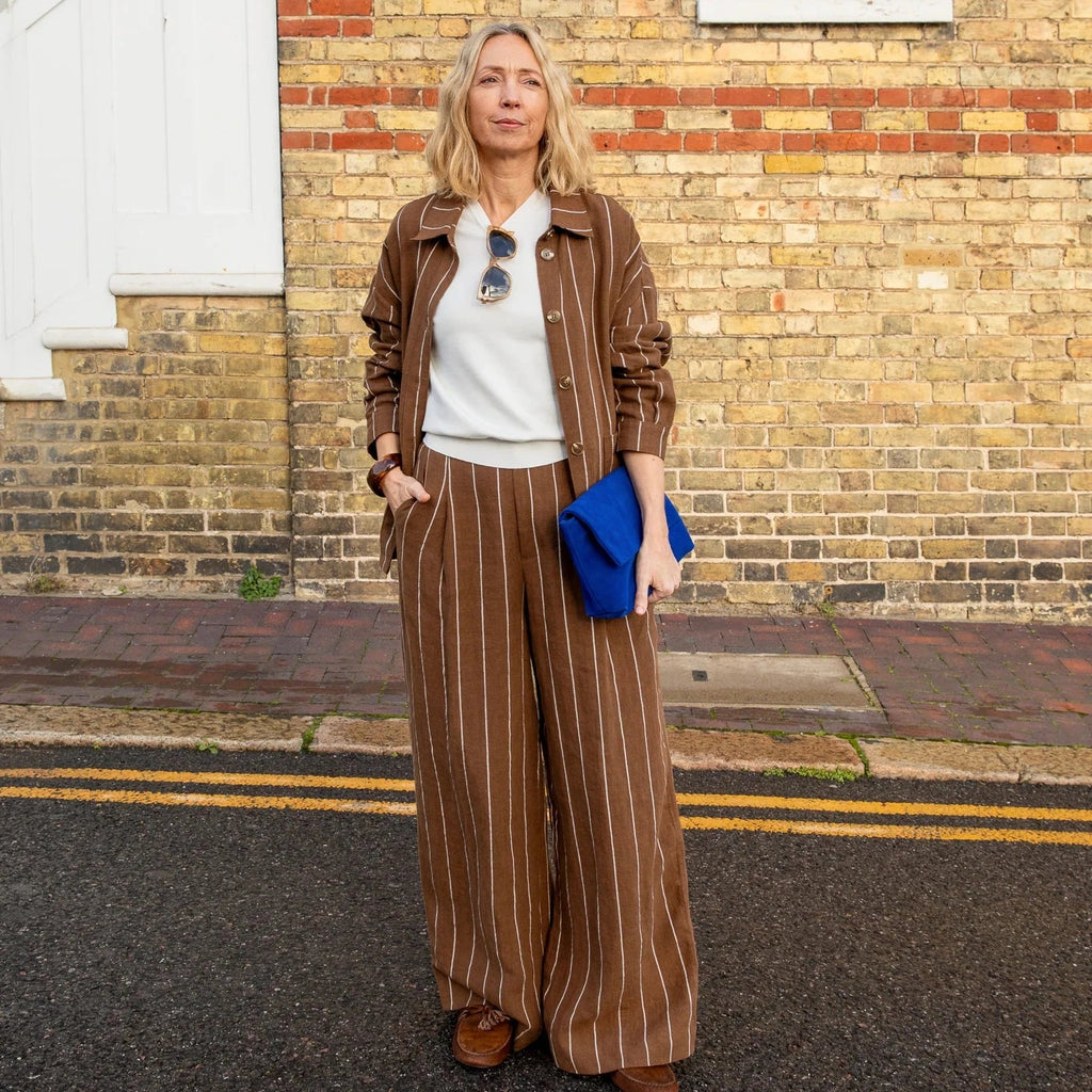 Chalk Jasmine Stripe Trouser - Tobacco - Simply Rye