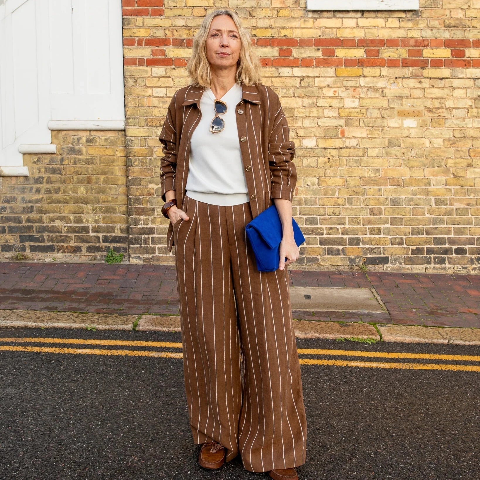 Chalk Jasmine Stripe Trouser - Tobacco - Simply Rye