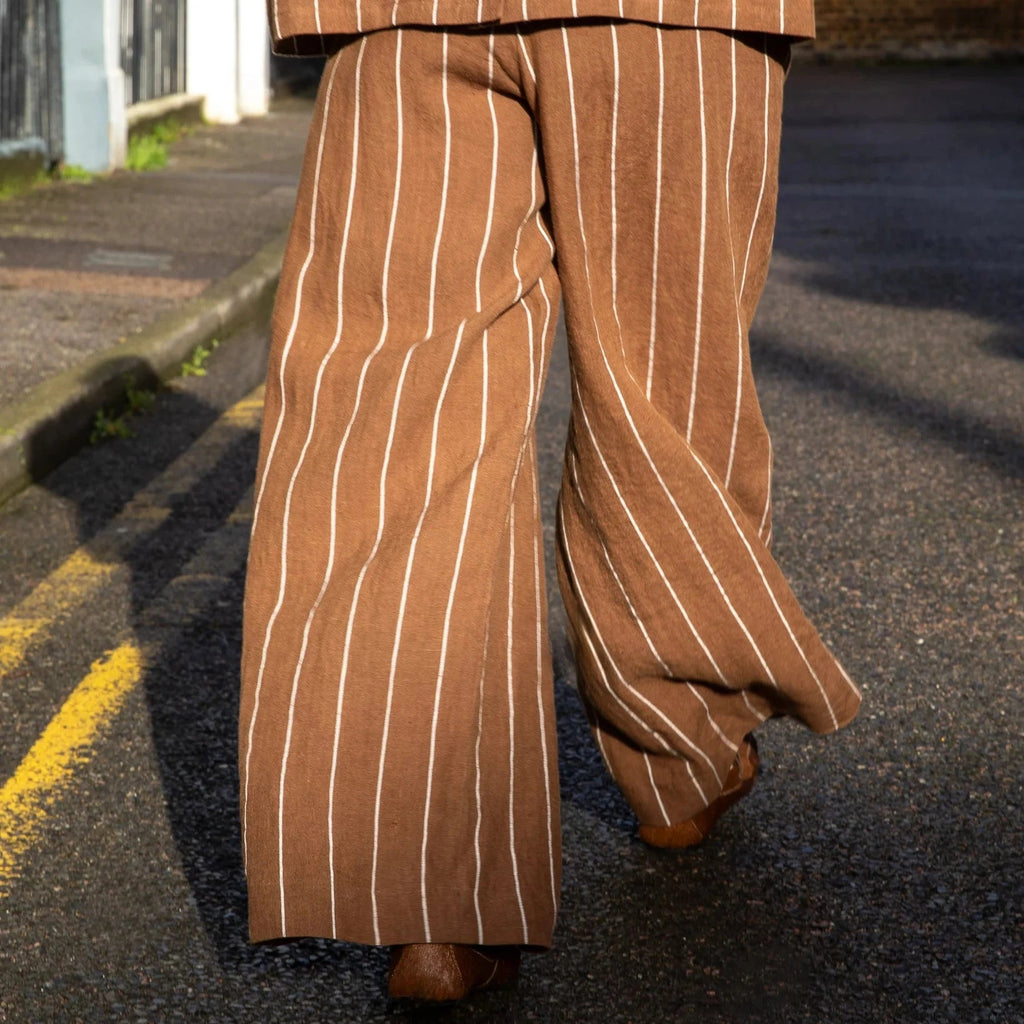 Chalk Jasmine Stripe Trouser - Tobacco - Simply Rye