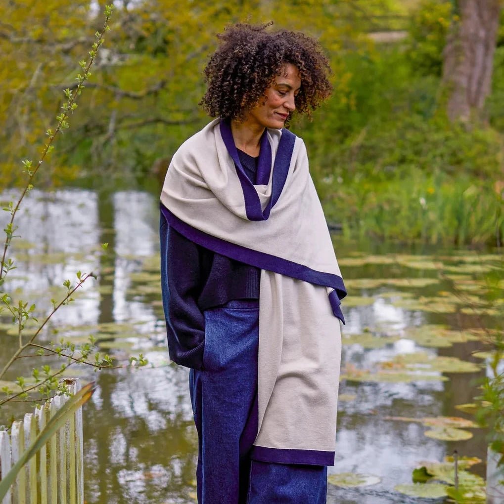 Chalk Joey Scarf - Cream/Navy - Simply Rye