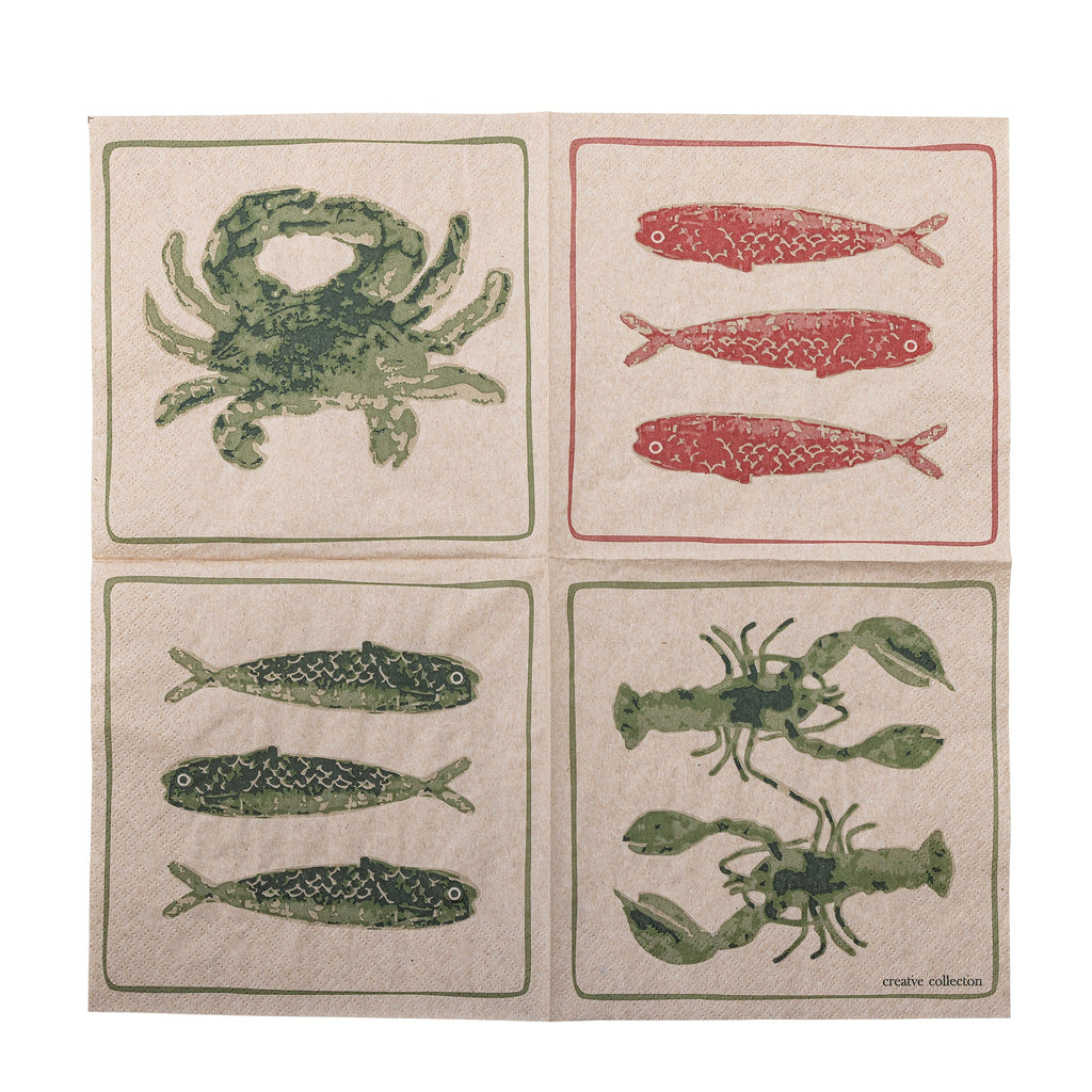 Coastal Napkin - Green Lobster/Red Fish - Simply Rye