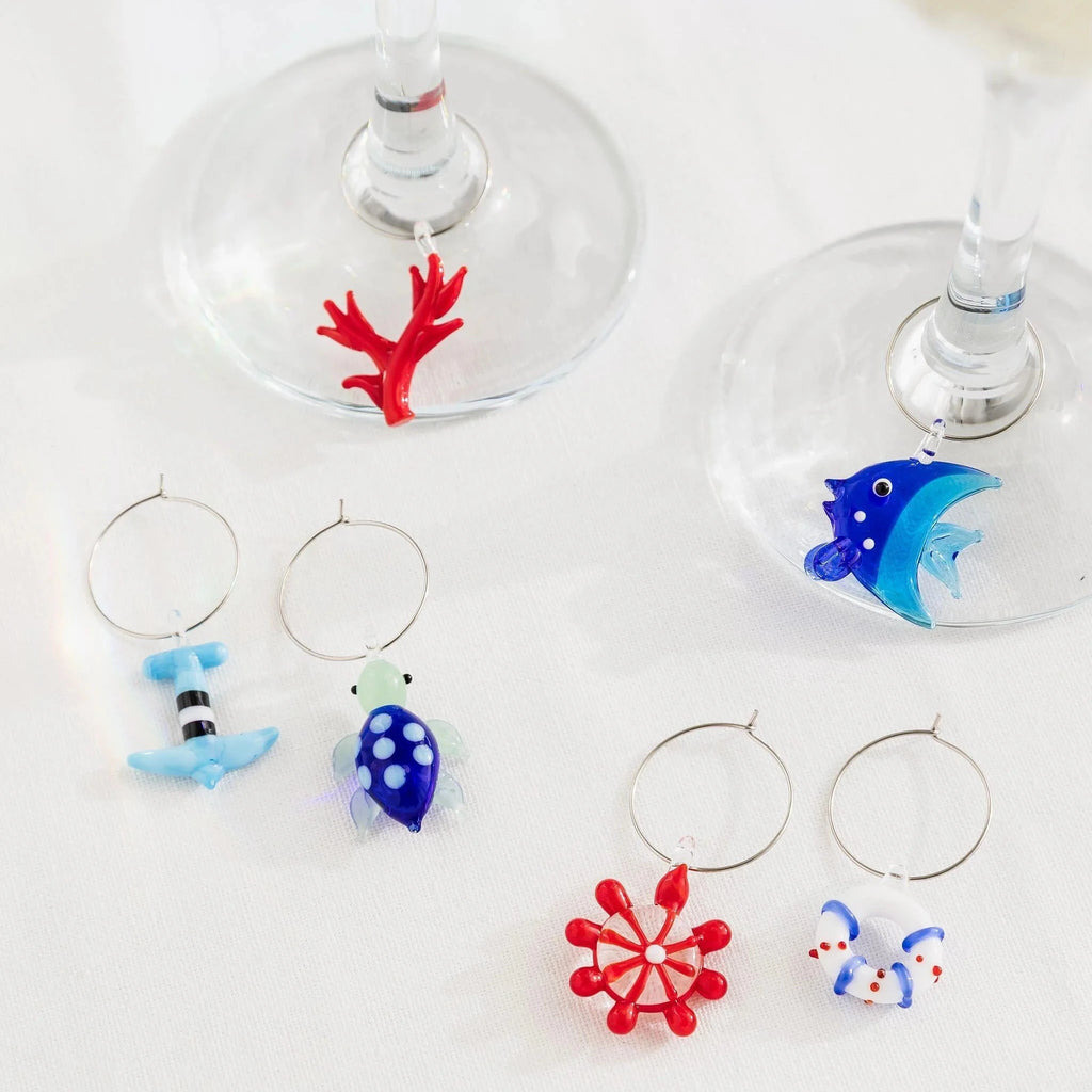 Coastal Wine Glass Charms Set