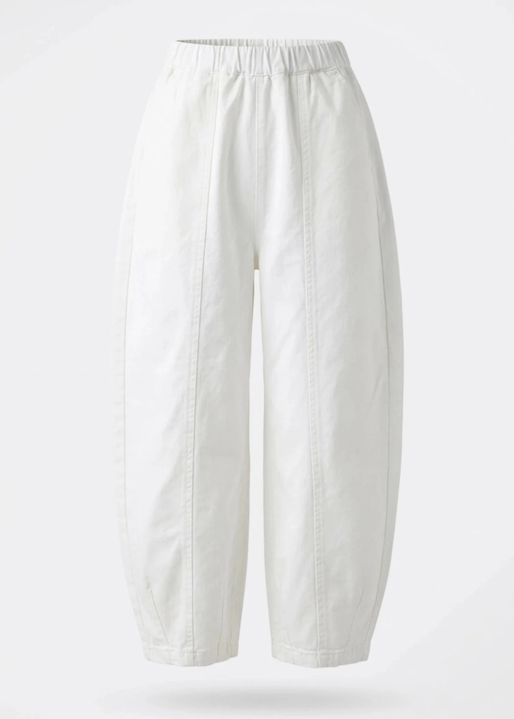 Cotton Twill Barrel Leg Trouser - White - Simply Rye