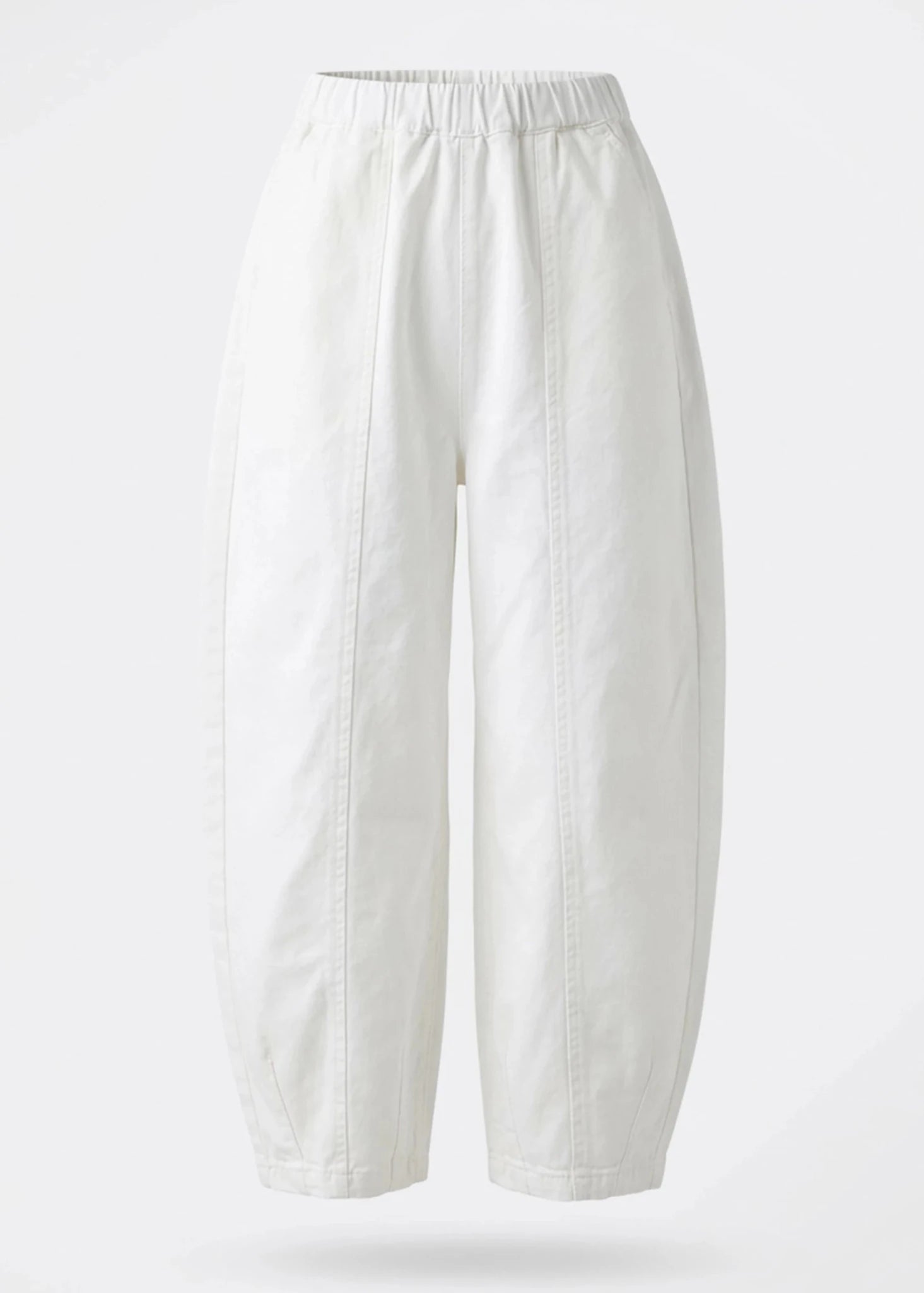 Cotton Twill Barrel Leg Trouser - White - Simply Rye