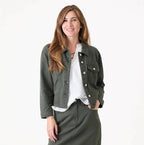 Cotton Twill Boxy Collar Jacket - Khaki - Simply Rye
