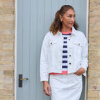 Cotton Twill Boxy Collar Jacket - White - Simply Rye