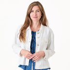 Cotton Twill Boxy Collar Jacket - White - Simply Rye