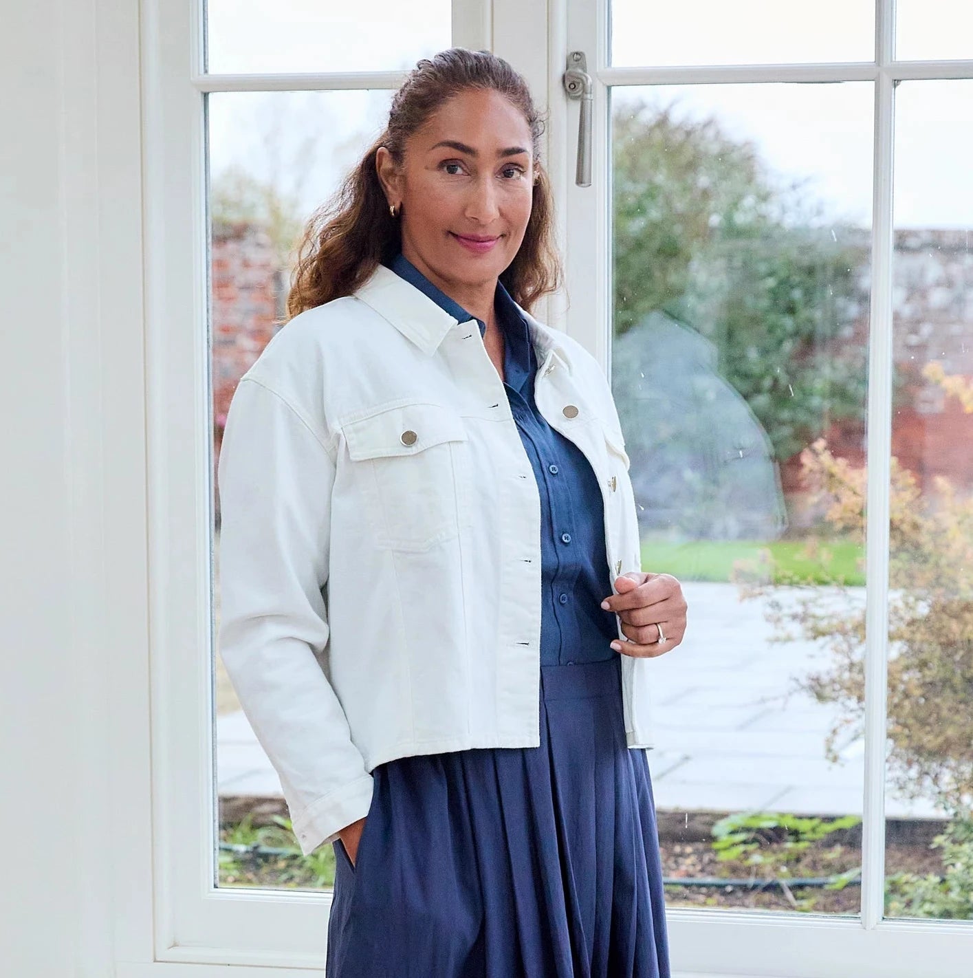 Cotton Twill Boxy Collar Jacket - White - Simply Rye