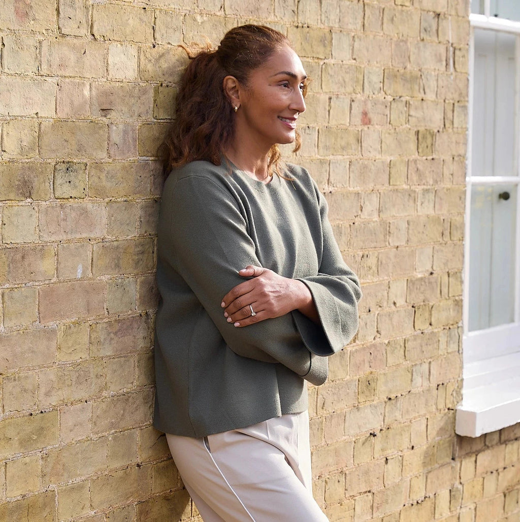 Crew Neck Bell Sleeve Jumper - Khaki - Simply Rye