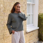 Crew Neck Bell Sleeve Jumper - Khaki - Simply Rye