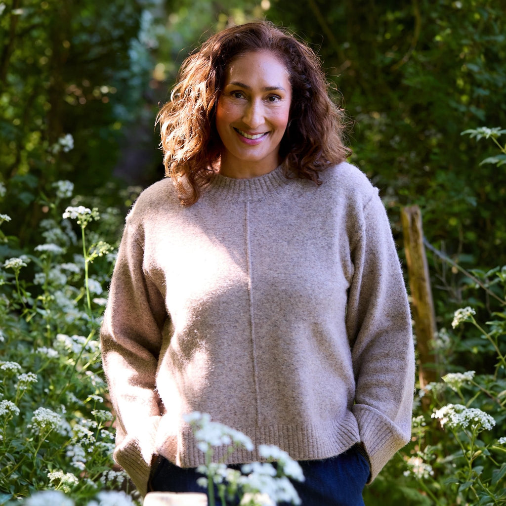 Crew Neck Seam Detail Jumper - Mink - Simply Rye