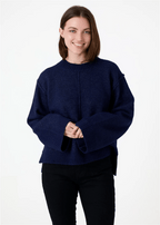Crew Neck Seam Detail Jumper - Navy - Simply Rye
