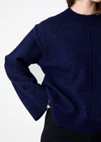 Crew Neck Seam Detail Jumper - Navy - Simply Rye