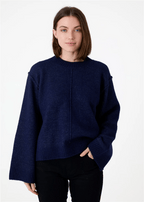 Crew Neck Seam Detail Jumper - Navy - Simply Rye