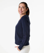 Deep Cuff Fitted V - Neck Jumper - Navy - Simply Rye