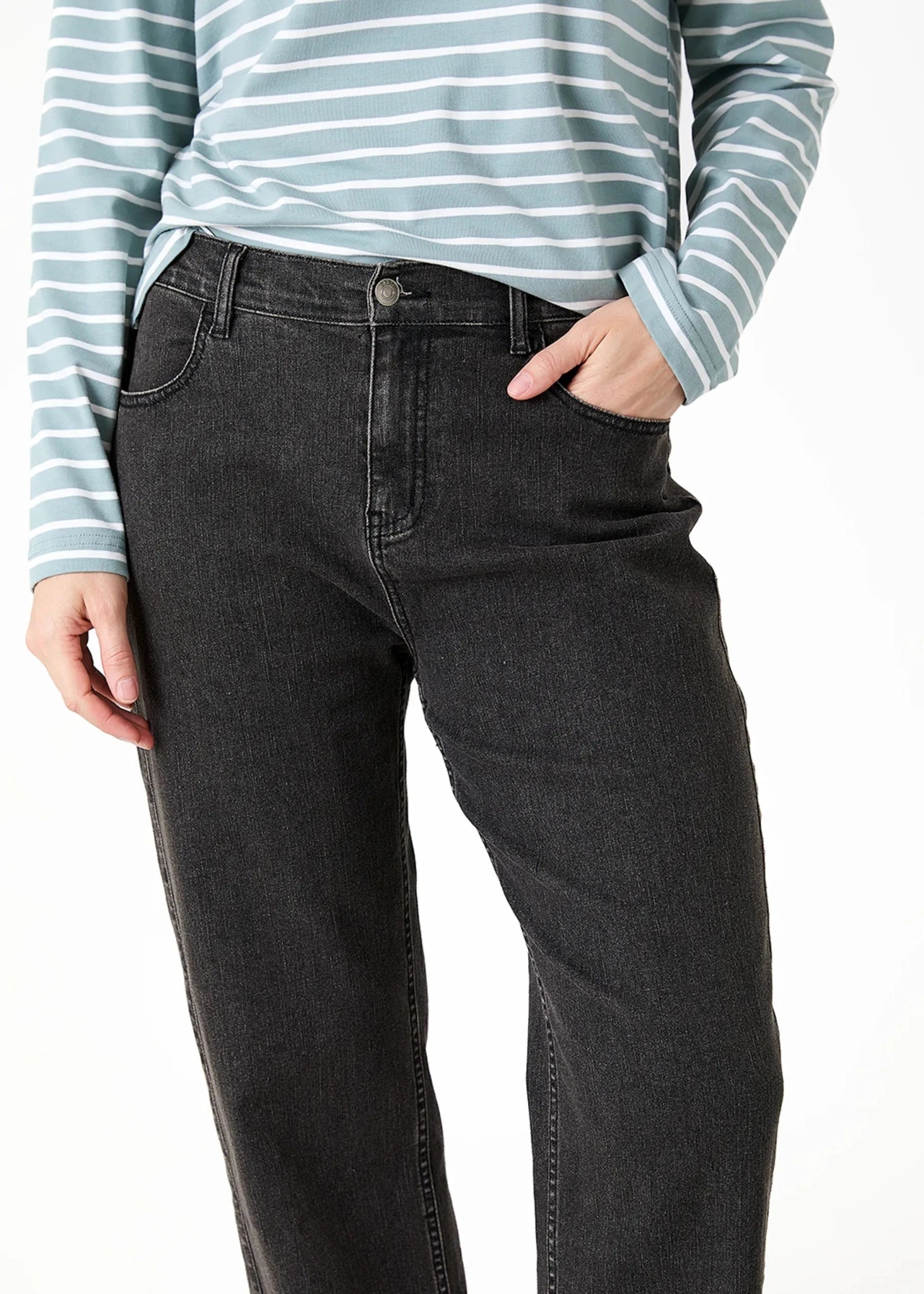 Denim Barrel Leg Jean - Washed Black - Simply Rye