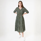 Ditsy Spot Tiered Dress - Khaki - Simply Rye