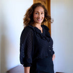 Dobby Frill V Neck Blouse - Black - Simply Rye