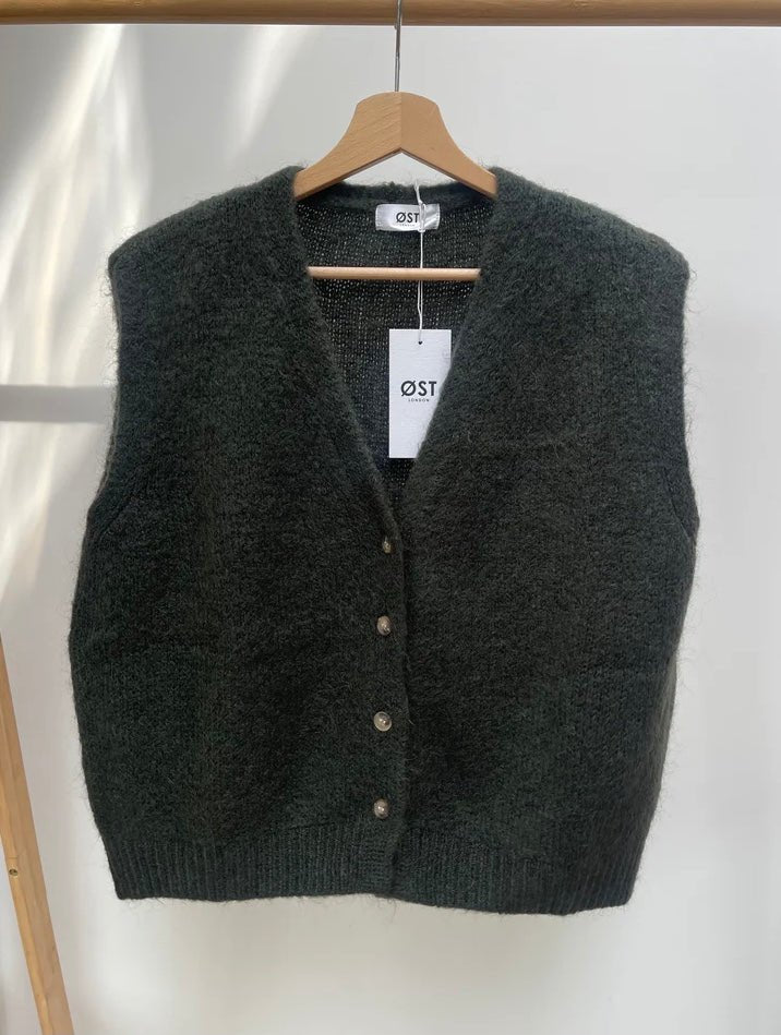Erika Kid Mohair Vest - Khaki Green - Simply Rye
