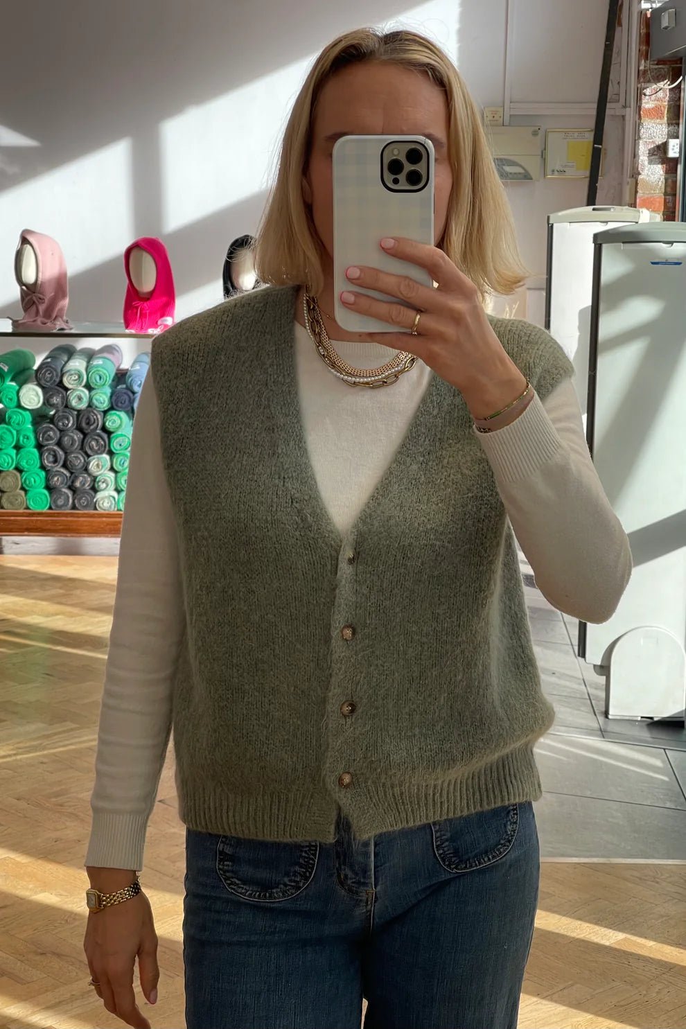 Erika Kid Mohair Vest - Leaf Green - Simply Rye