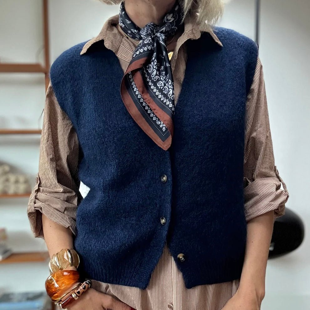 Erika Kid Mohair Vest - Navy - Simply Rye