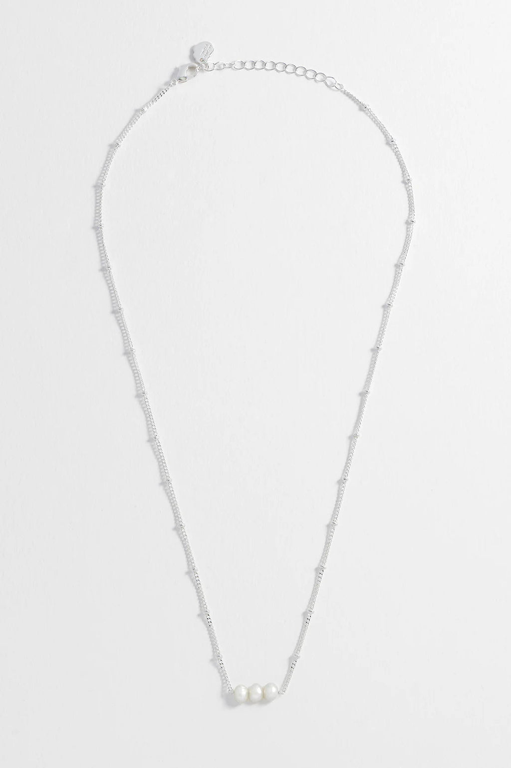 Estella Bartlett Beaded Pearl and Chain Necklace - Silver Plated - Simply Rye
