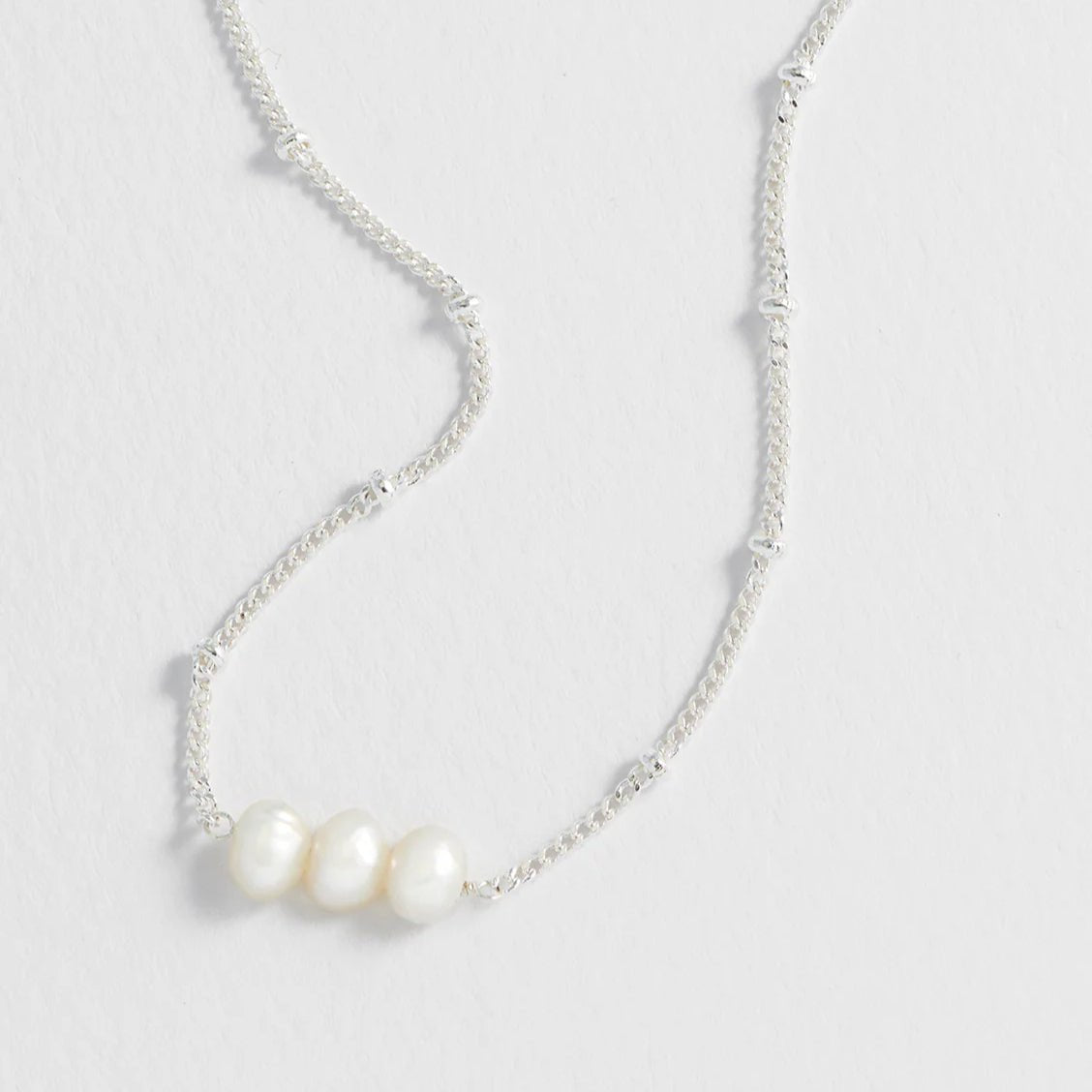 Estella Bartlett Beaded Pearl and Chain Necklace - Silver Plated - Simply Rye