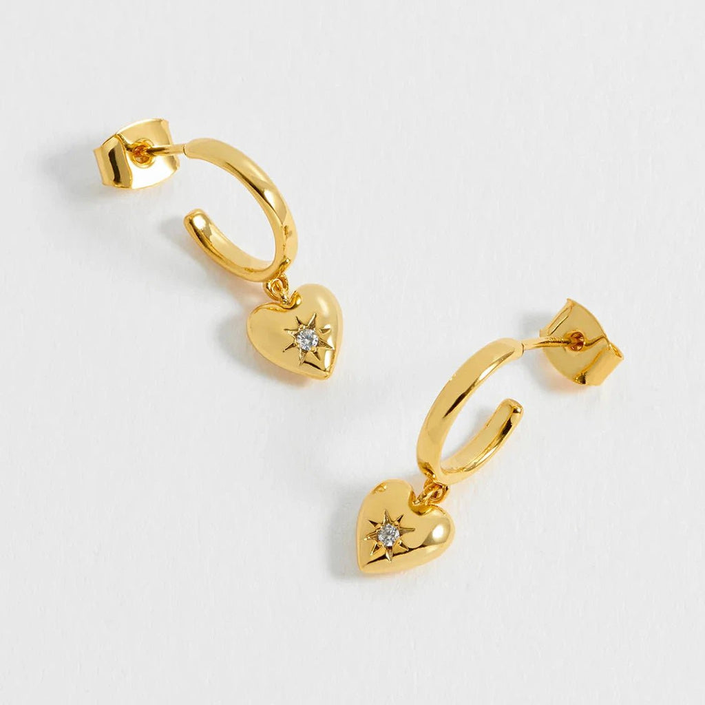 Estella Bartlett CZ Star Puffed Heart Hoop Earrings - Simply Rye