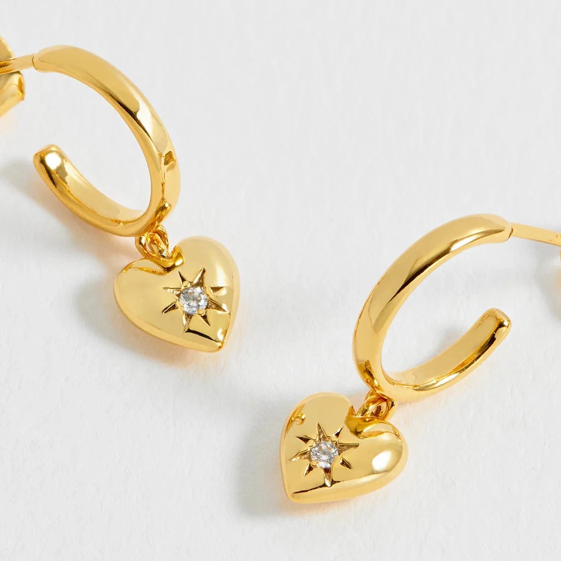 Estella Bartlett CZ Star Puffed Heart Hoop Earrings - Simply Rye