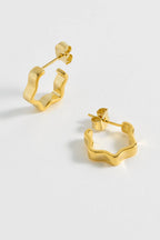 Estella Bartlett Flat Wave Hoop Earrings - Gold - Simply Rye