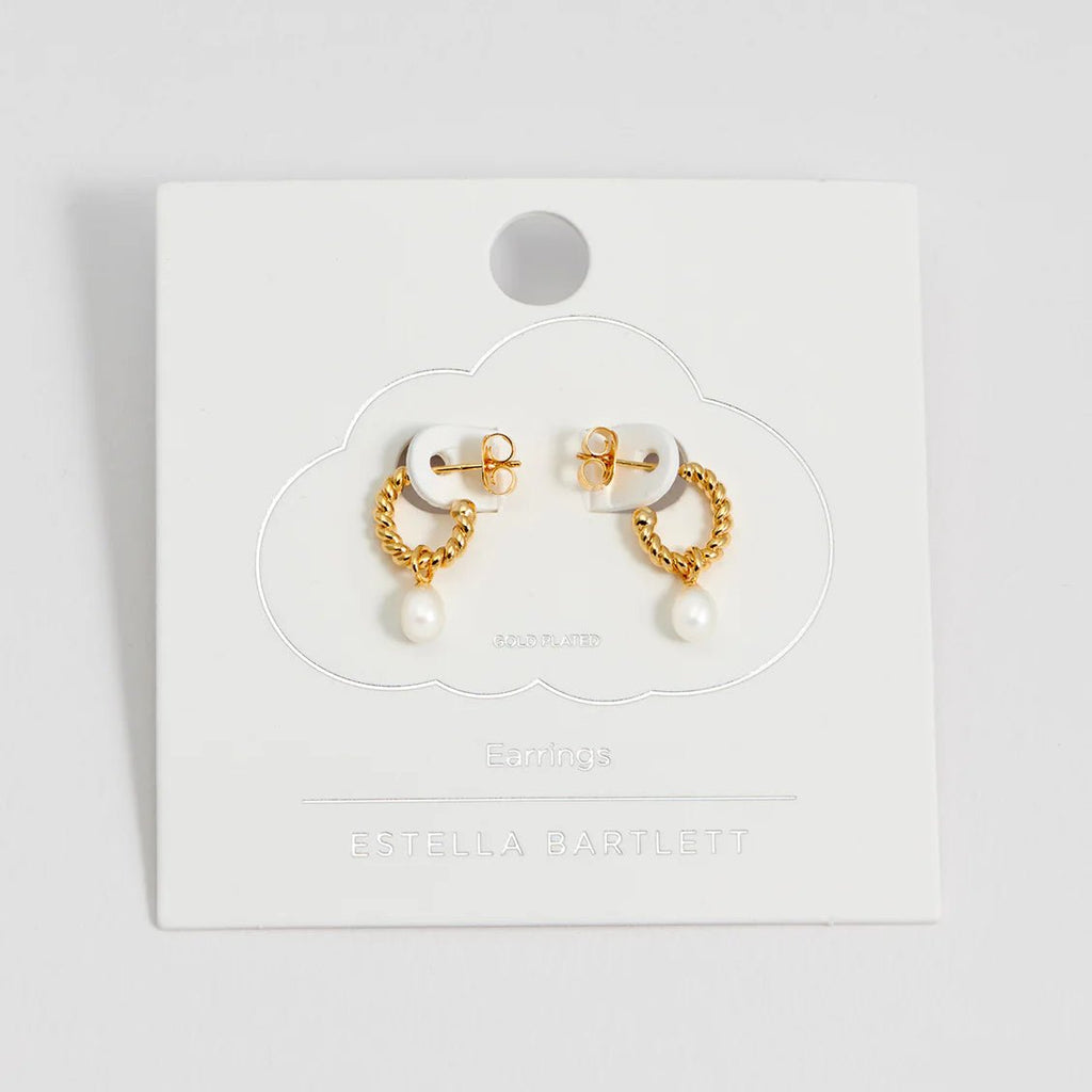 Estella Bartlett Pearl Drop and Twist Hoop Earrings - Gold - Simply Rye