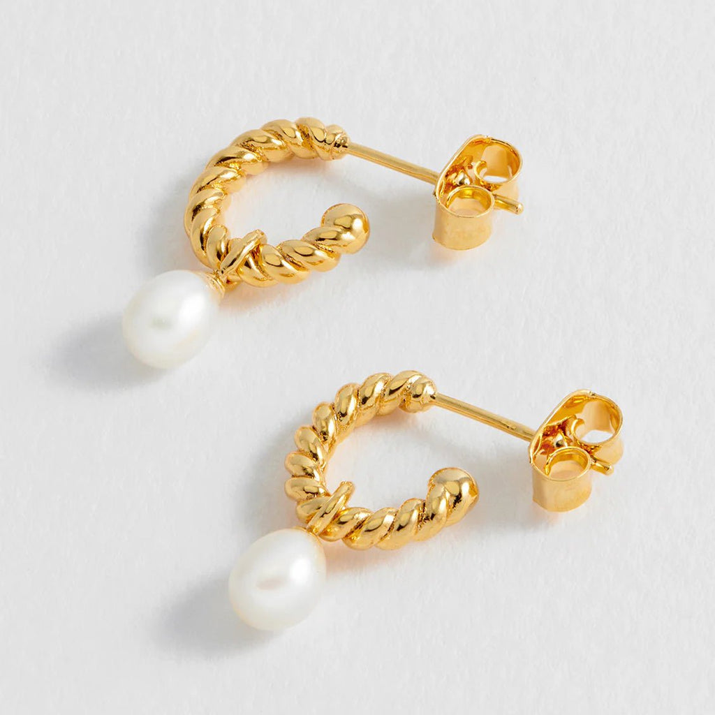 Estella Bartlett Pearl Drop and Twist Hoop Earrings - Gold - Simply Rye