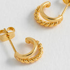 Estella Bartlett Plain & Twist Double Hoop Earrings - Gold - Simply Rye