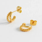 Estella Bartlett Plain & Twist Double Hoop Earrings - Gold - Simply Rye
