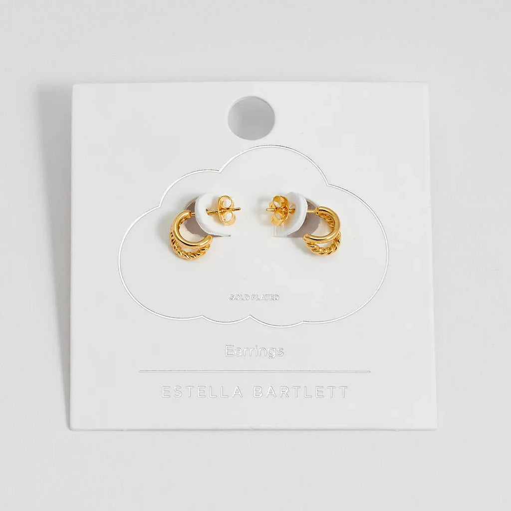 Estella Bartlett Plain & Twist Double Hoop Earrings - Gold - Simply Rye