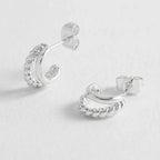 Estella Bartlett Plain & Twist Double Hoop Earrings - Silver - Simply Rye